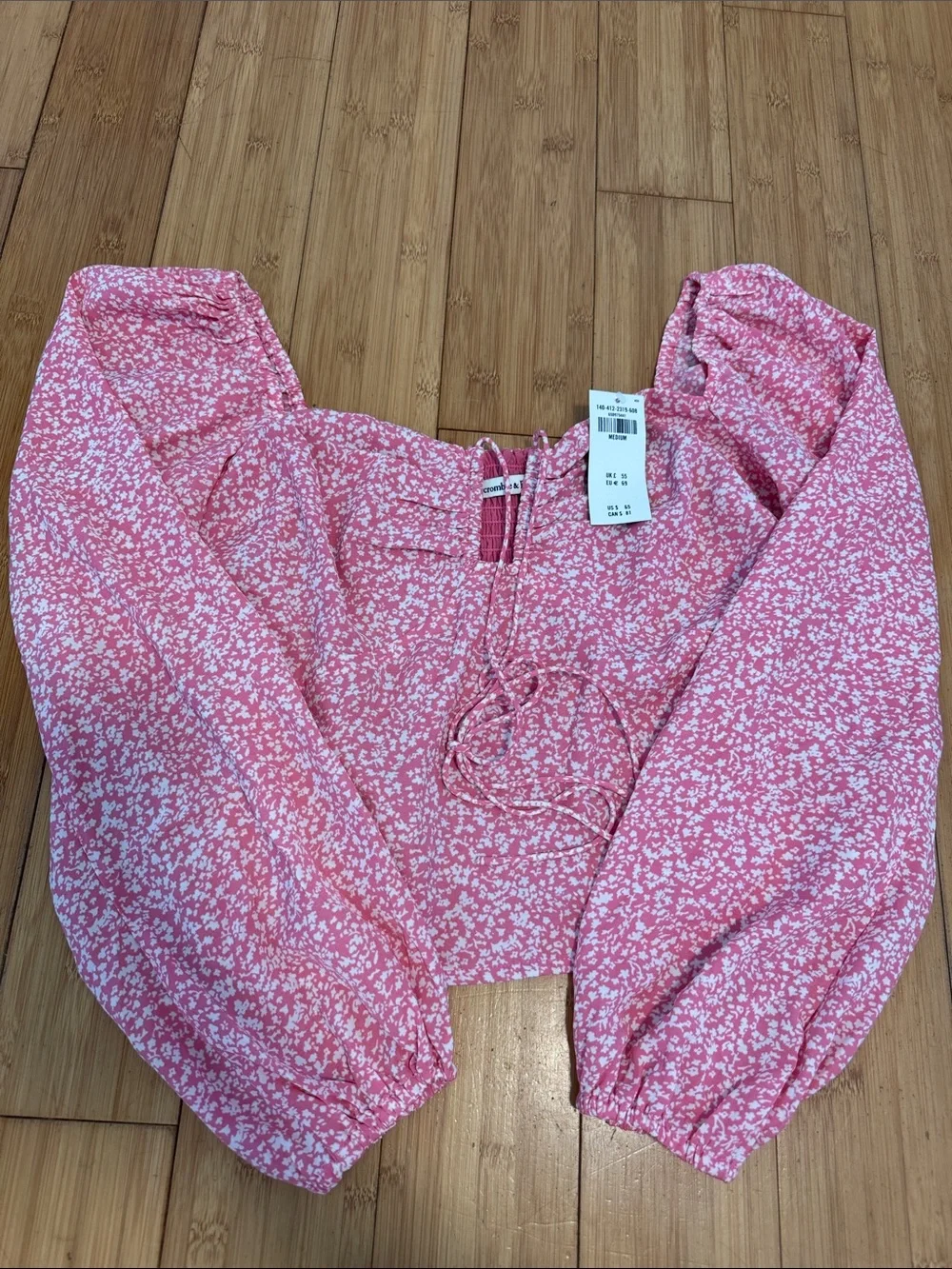 Abercrombie & Fitch Pink Floral Puff Sleeve Blouse